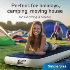 Single Camping Air Bed – Navy/White -Outdoor Camping Store ke0160c9288cb4396f815e970710f66df